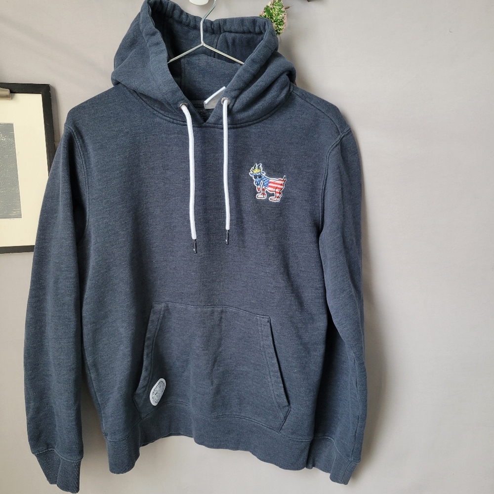Goat‎ USA Freedom Hooded Pullover Sweatshirt Gray S